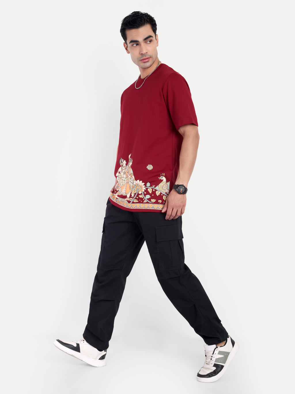 Kalamkari Print Oversized T-Shirt