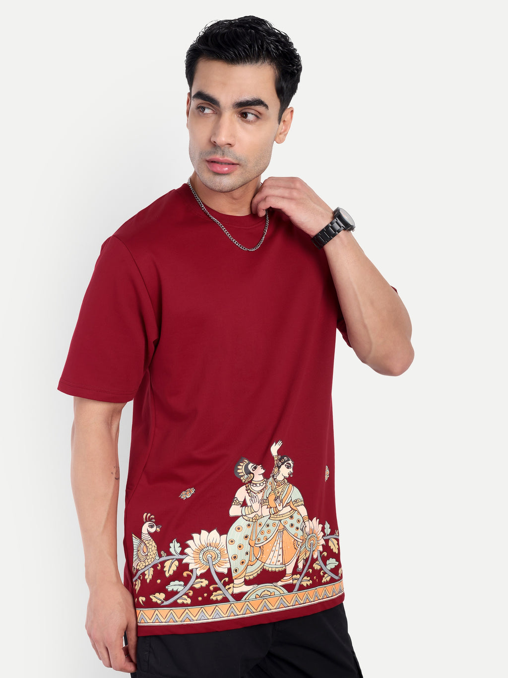 Kalamkari Print Oversized T-Shirt