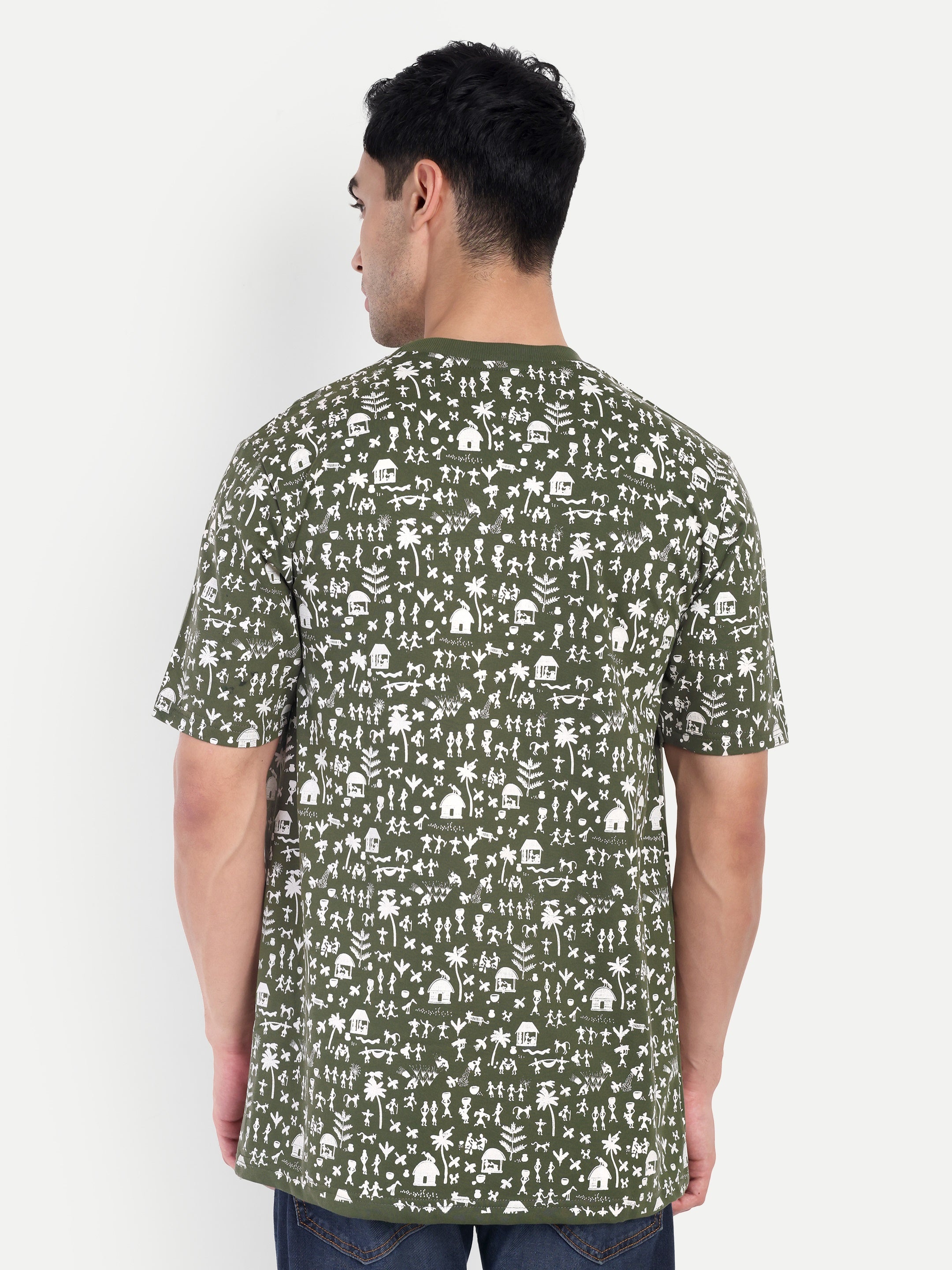 Olive Warli all over Print
