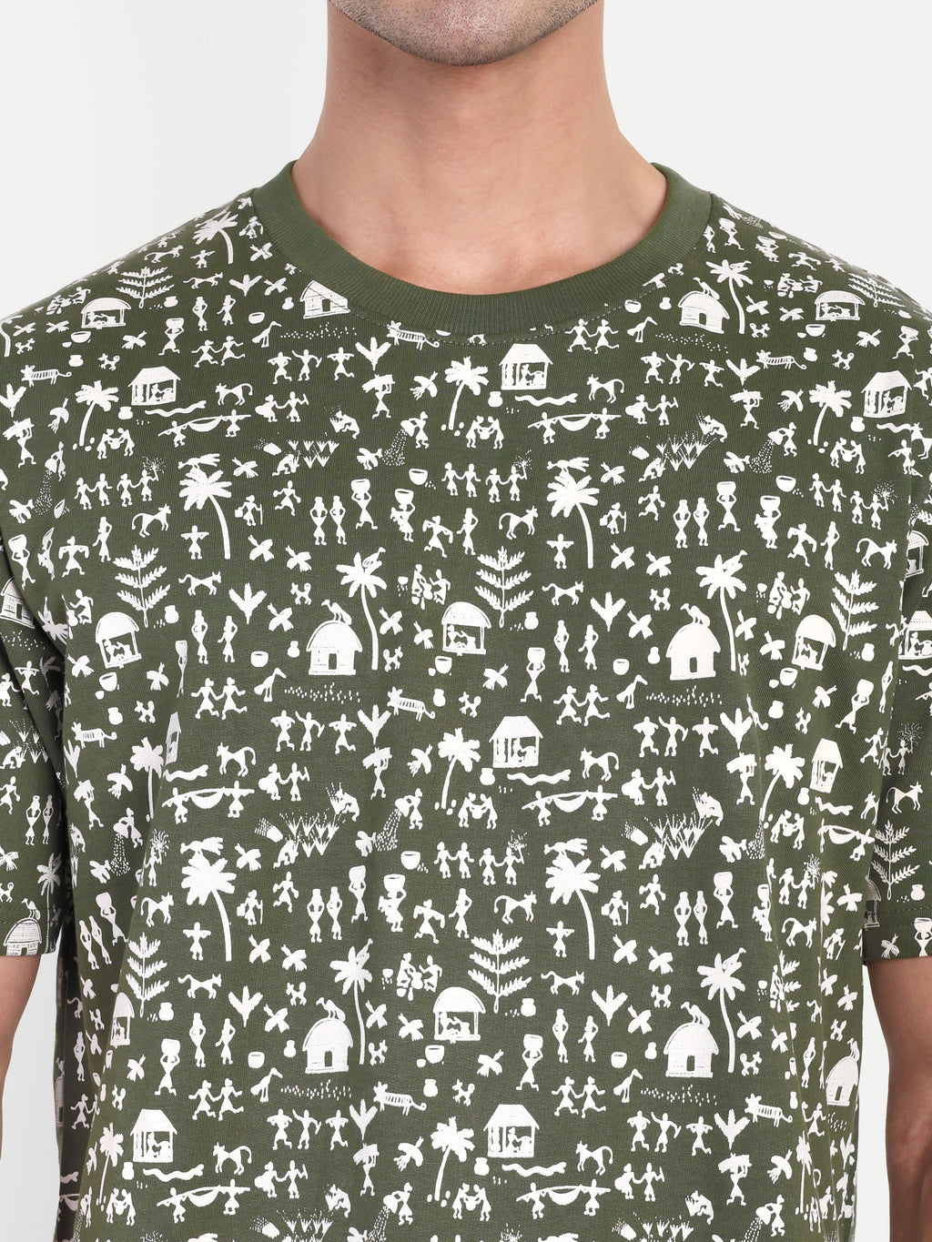 Olive Warli all over Print