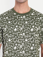 Olive Warli all over Print