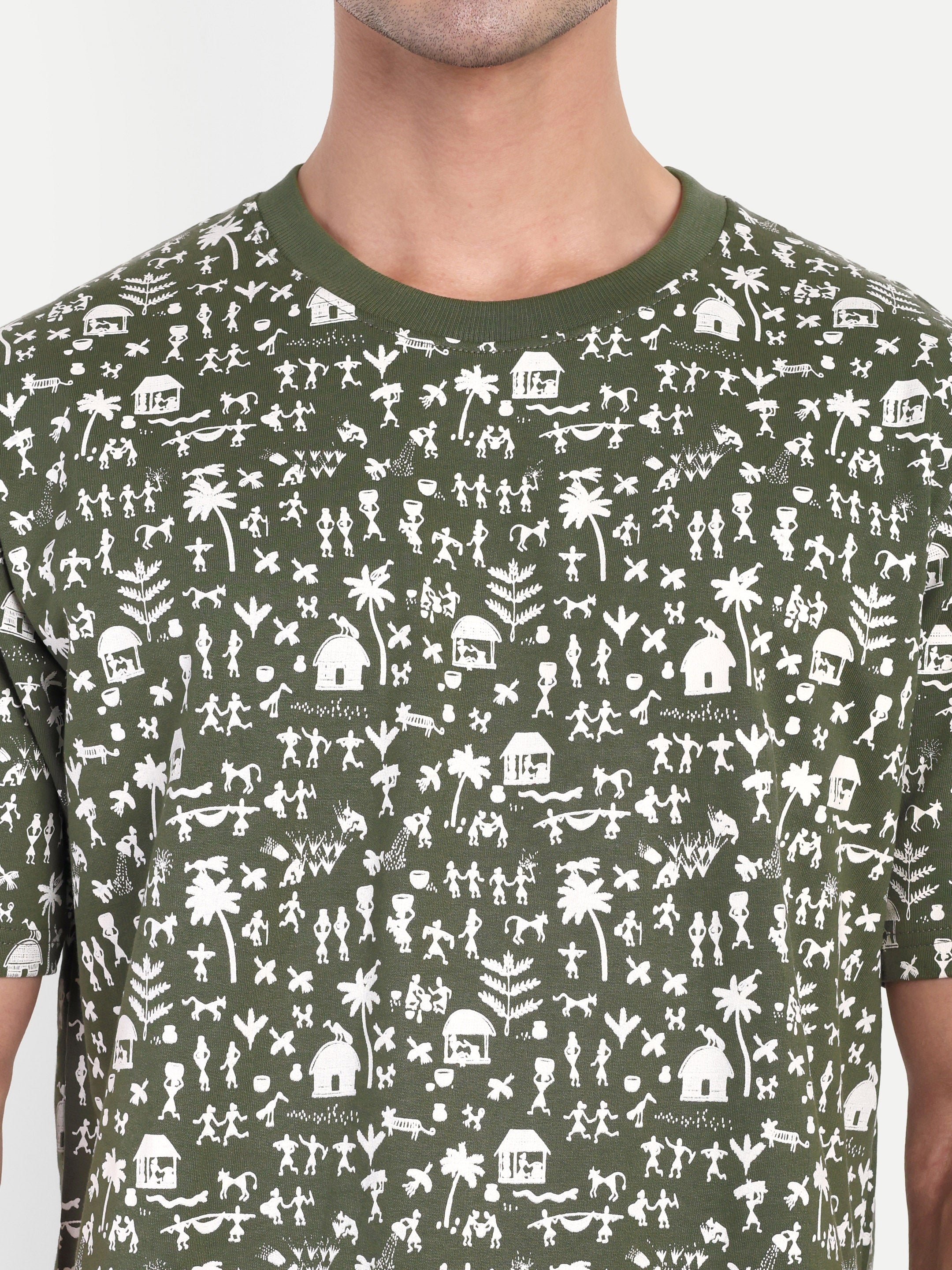 Olive Warli all over Print