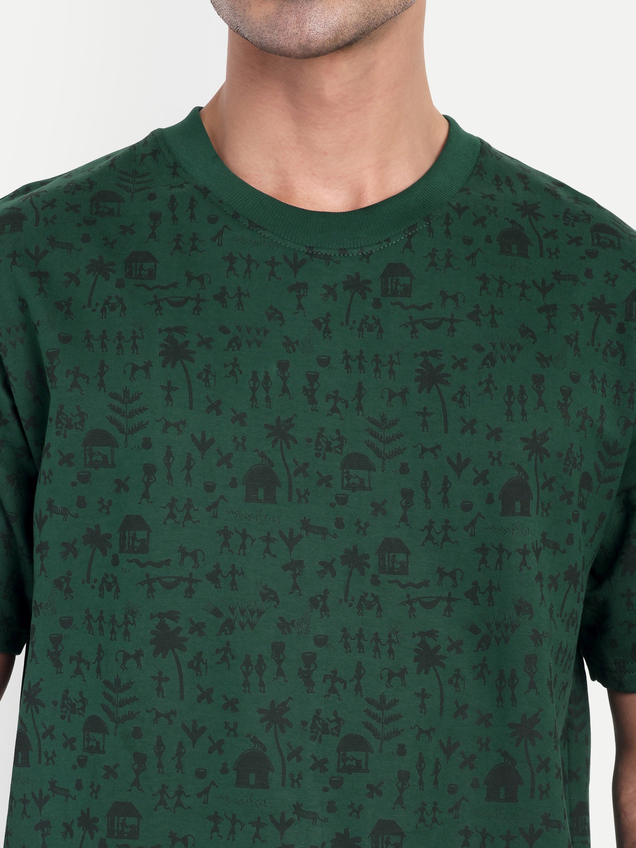 Warli Print Oversized T-Shirt
