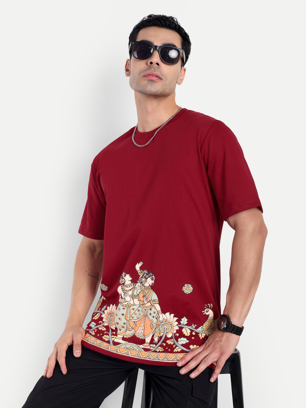 Kalamkari Print Oversized T-Shirt