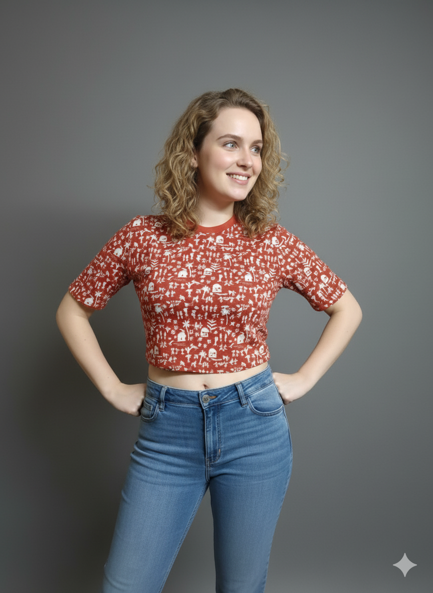 Warli Print Crop Top