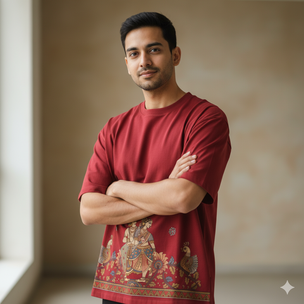 Kalamkari Print Oversized T-Shirt