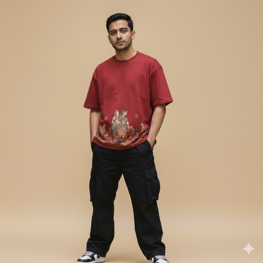 Kalamkari Print Oversized T-Shirt