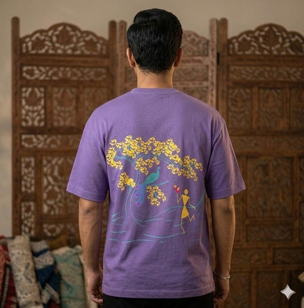 Warli Bird oversized T-Shirt