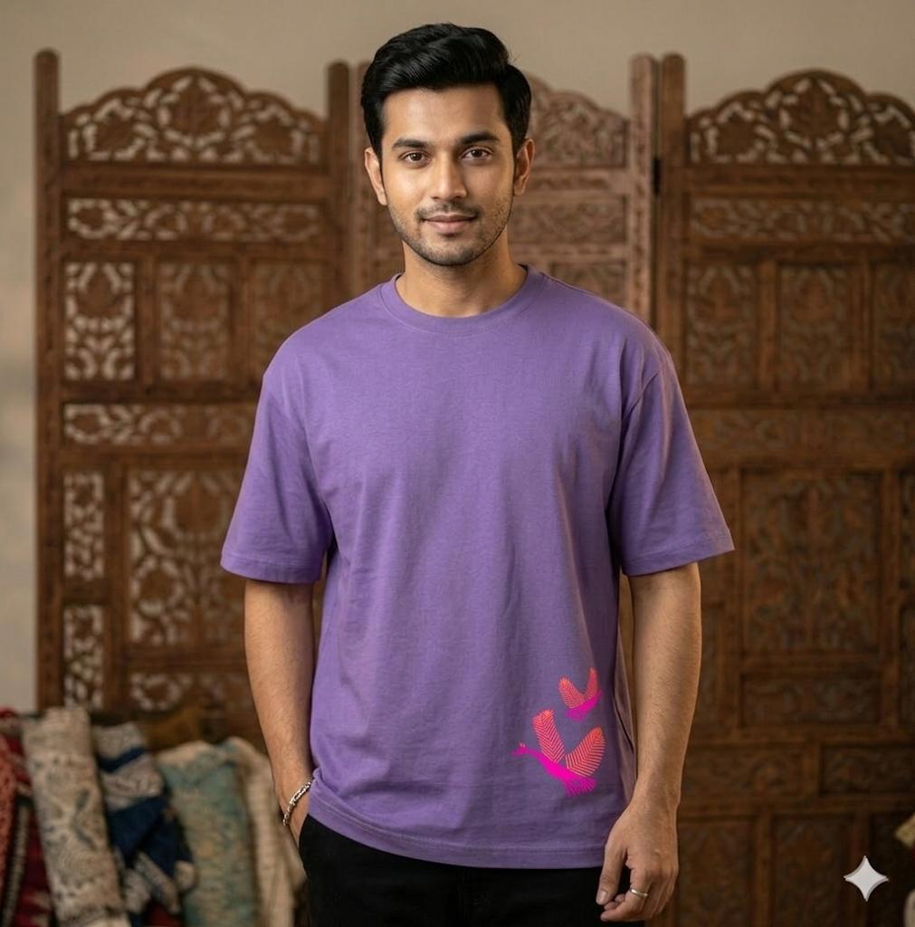 Warli Bird oversized T-Shirt