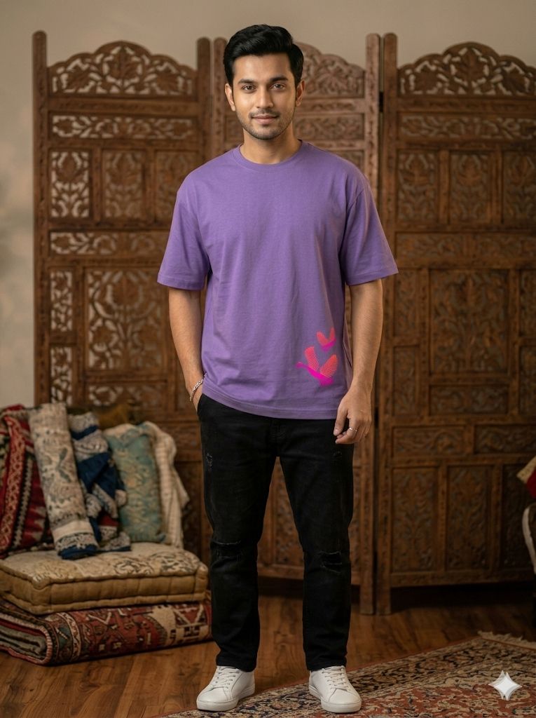 Warli Bird oversized T-Shirt