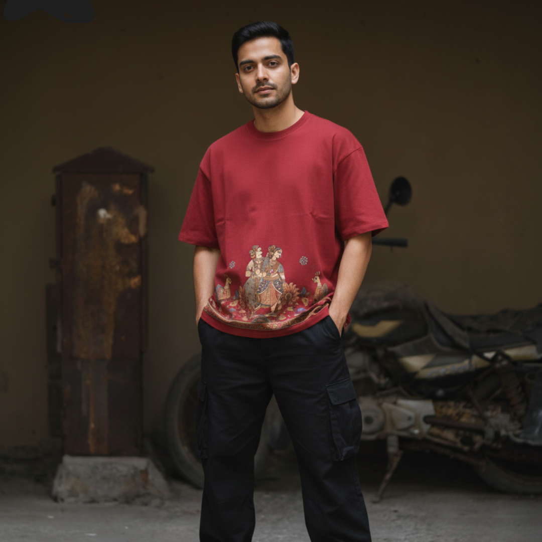 Kalamkari Print Oversized T-Shirt